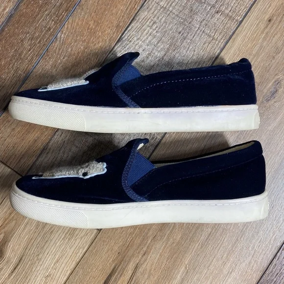 Soludos Kissing Llama Navy Blue Velvet Sneakers Size 8.5